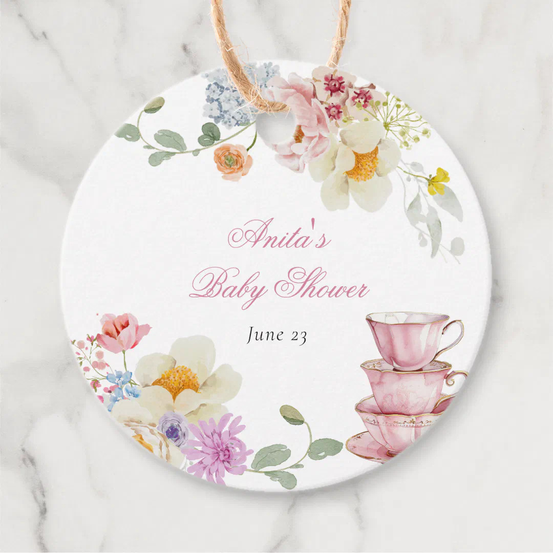 Wildflower Tea Baby Shower Favor Tags | Zazzle | Zazzle