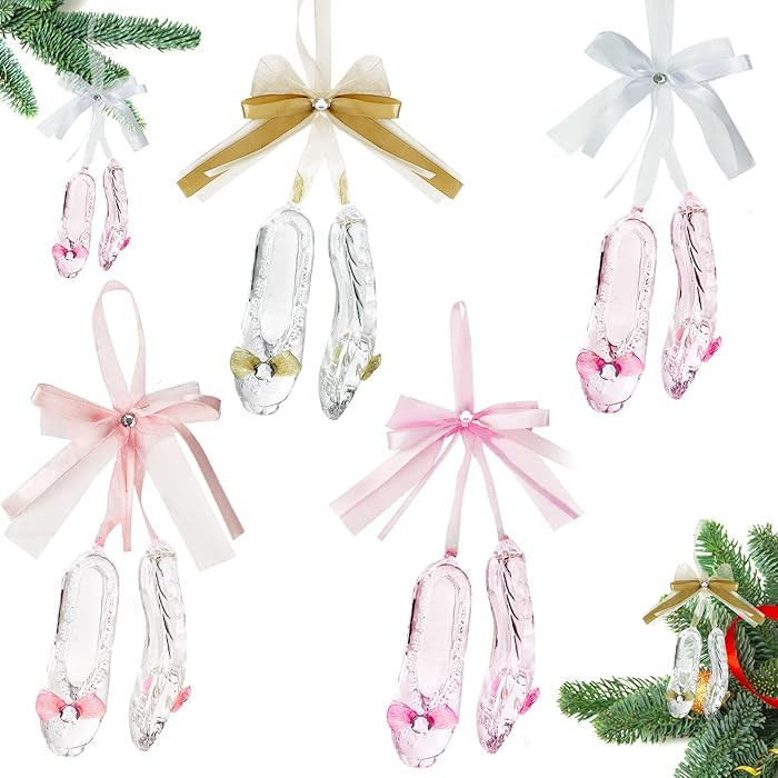 Vinsot 8 Pairs Acrylic Christmas Ballet Shoes Ornament Ballerina Dance Ornaments for Xmas Tree Fa... | Amazon (US)