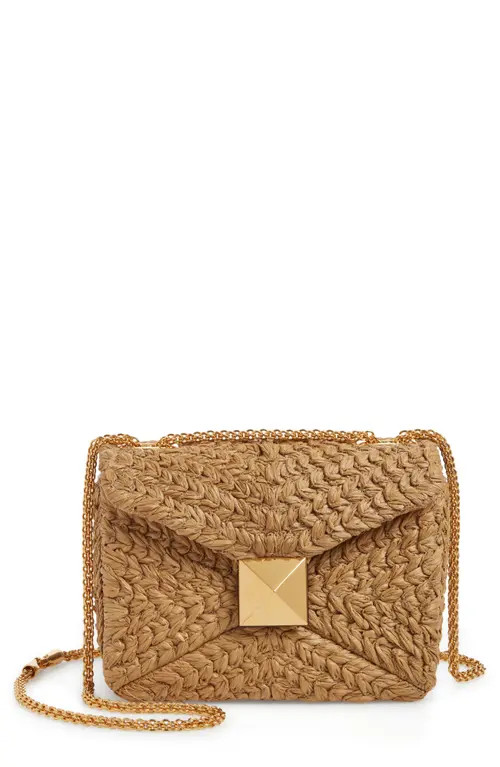 Valentino Garavani Small One Stud Woven Shoulder Bag in Pecan at Nordstrom | Nordstrom