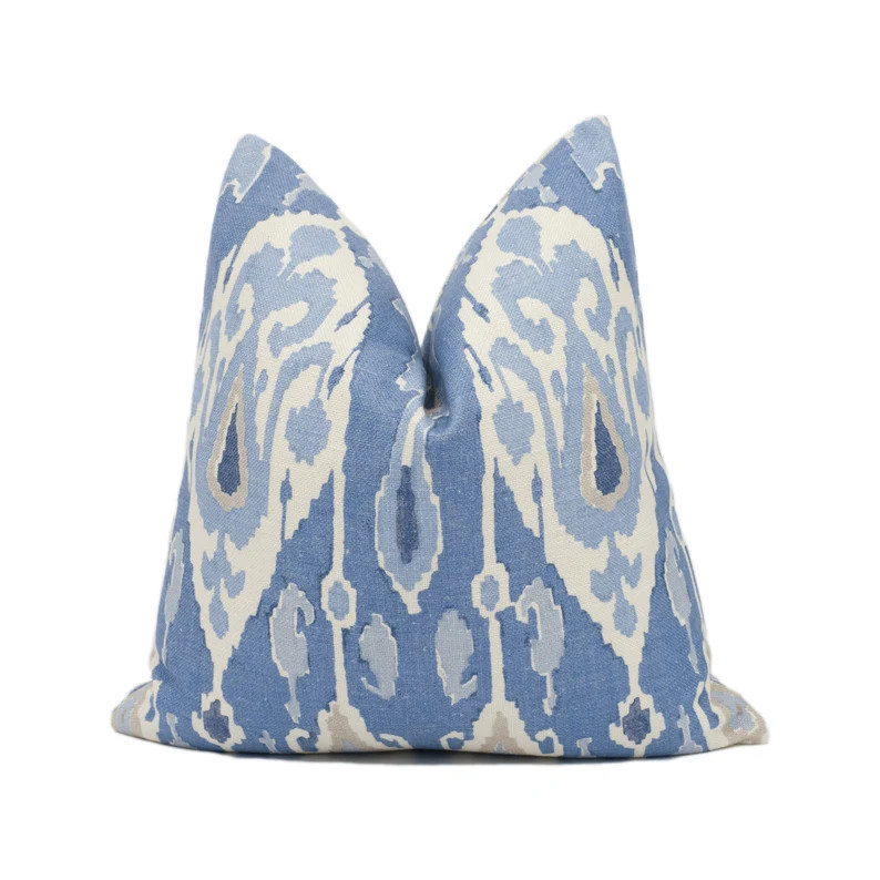 GP & J Baker - Ikat Bokhara - Blue - Eastern Silk Road Linen Ikat Designer Cushion Cover - Luxury... | Etsy (US)