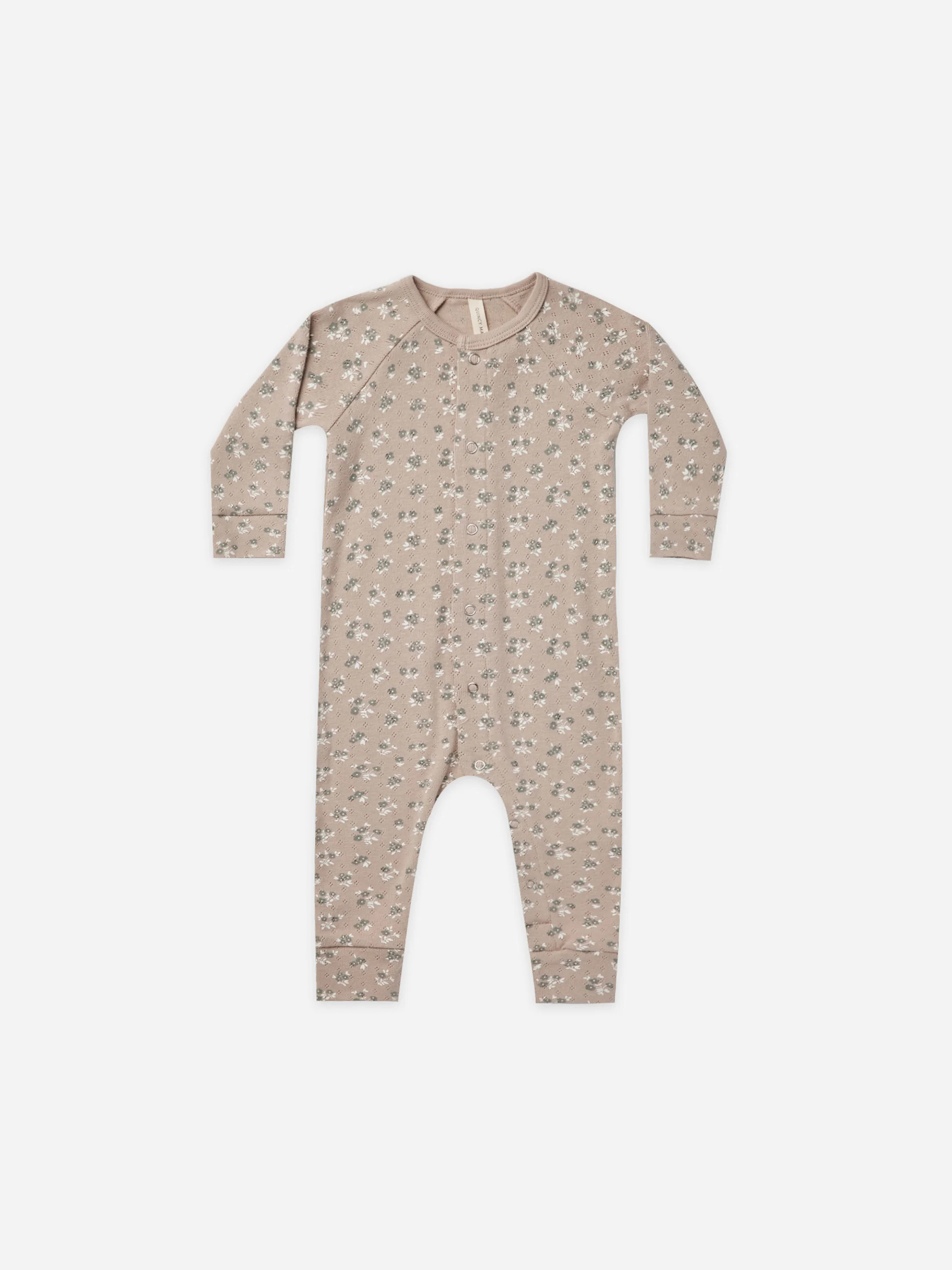 pointelle long john | truffle floral | Quincy Mae