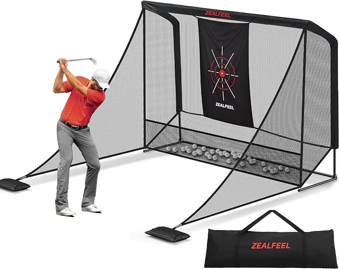 Zealfeel Golf Net, 10x7ft/8x8ft/11x8ft Golf Enclosure Net with Side Barriers/Auto-Ball Return, Lo... | Amazon (US)