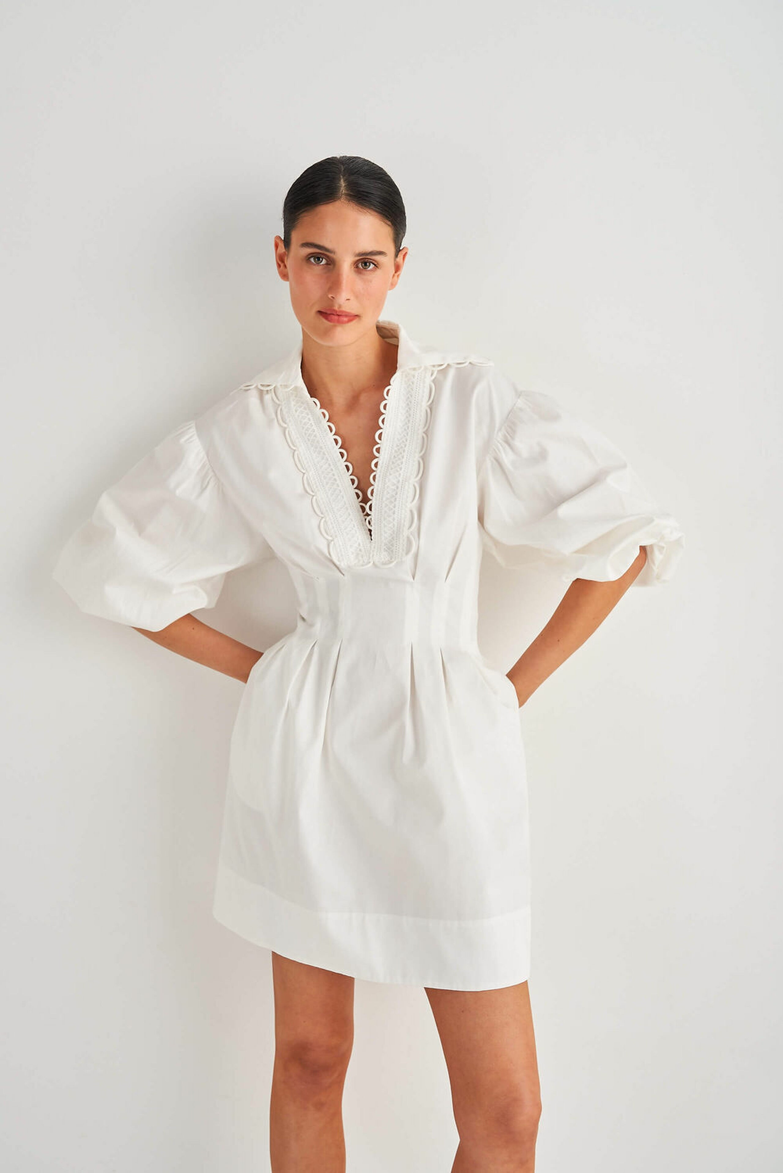 Oroton White Detailed Twill Dress | Oroton