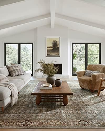 Amber Lewis x Loloi Georgie Collection GER-07 Moss / Salmon 5' x 7'6" Area Rug | Amazon (US)