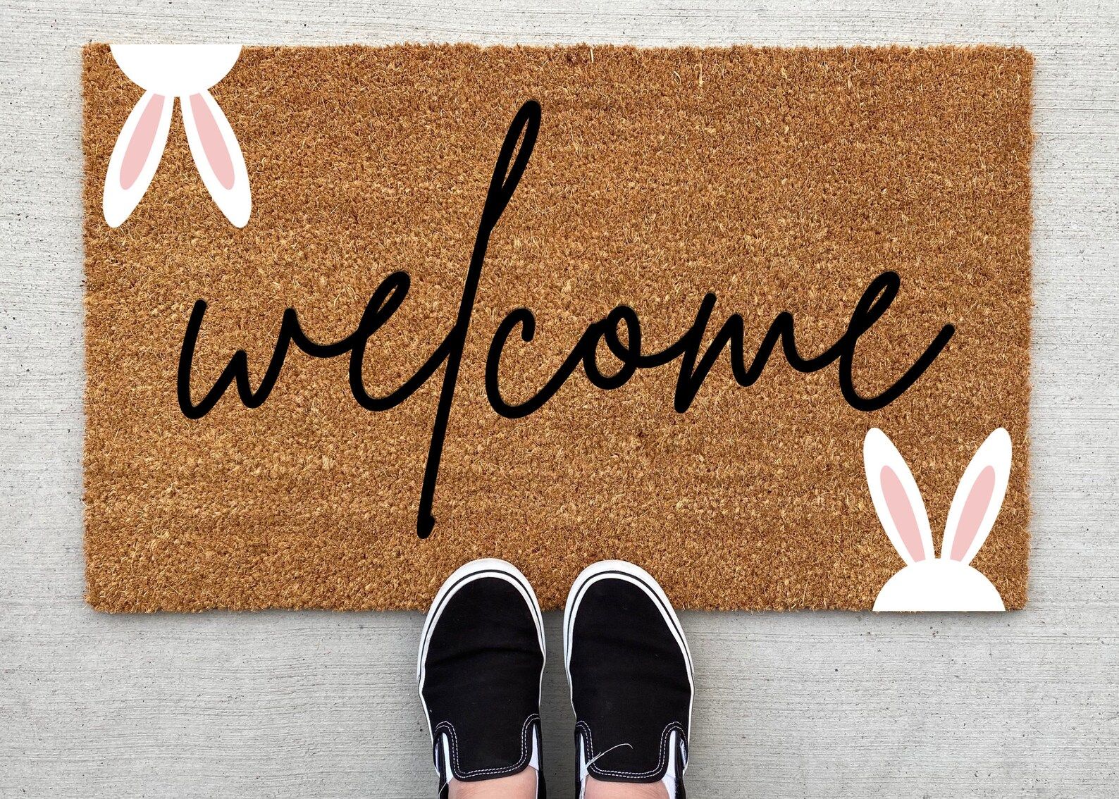 Easter Bunny Welcome doormat, Easter Doormat, Jesus, spring decor, personalized doormat, funny do... | Etsy (US)