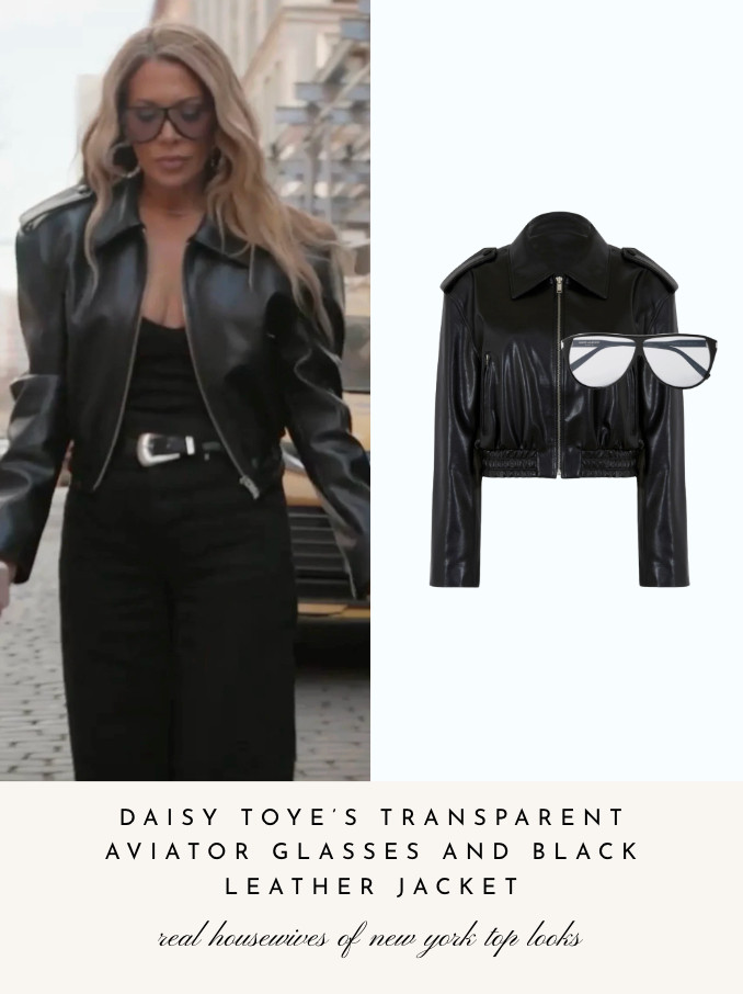 Daisy Toye's Transparent Aviator Glasses // Jacket by The Frankie Shop 

 