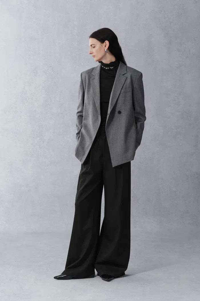 Kano Single Button Tie Waist Blazer in Fine Wool Blend | Fabrique