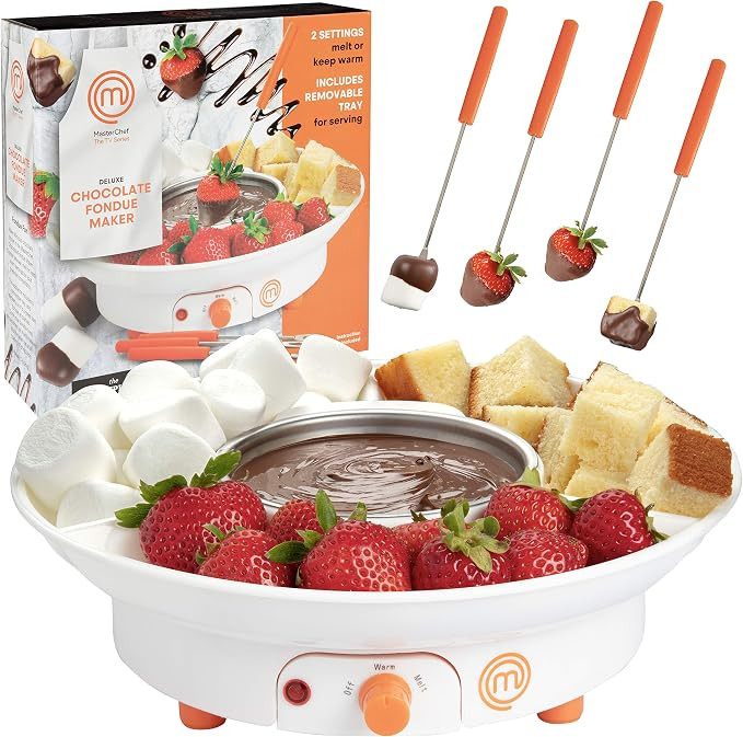 MasterChef Chocolate Fondue Maker- Deluxe Electric Dessert Fountain Fondue Pot Set w 4 Forks & Pa... | Amazon (US)