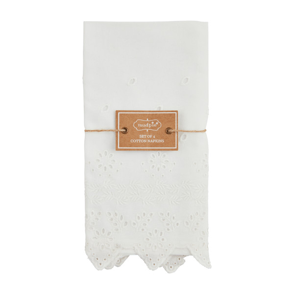 White Eyelet Napkin Set | Mud Pie