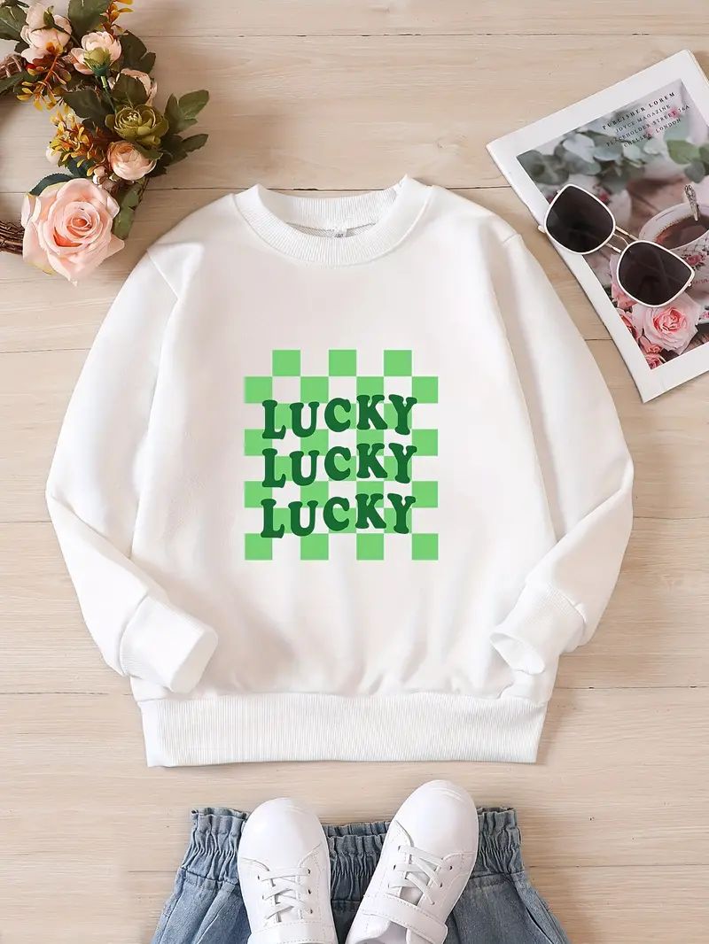 St. Patrick's Day Boys Outfit, Boys Retro LUCKY Letter Print Pullover T-shirt, Long Sleeve Crew N... | Temu Affiliate Program