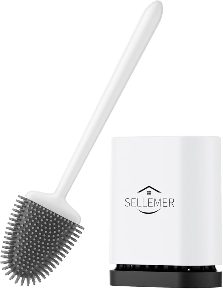 Sellemer Toilet Brush and Holder Set - Flexible Toilet Bowl Brush Head with Silicone Bristles, Co... | Amazon (US)