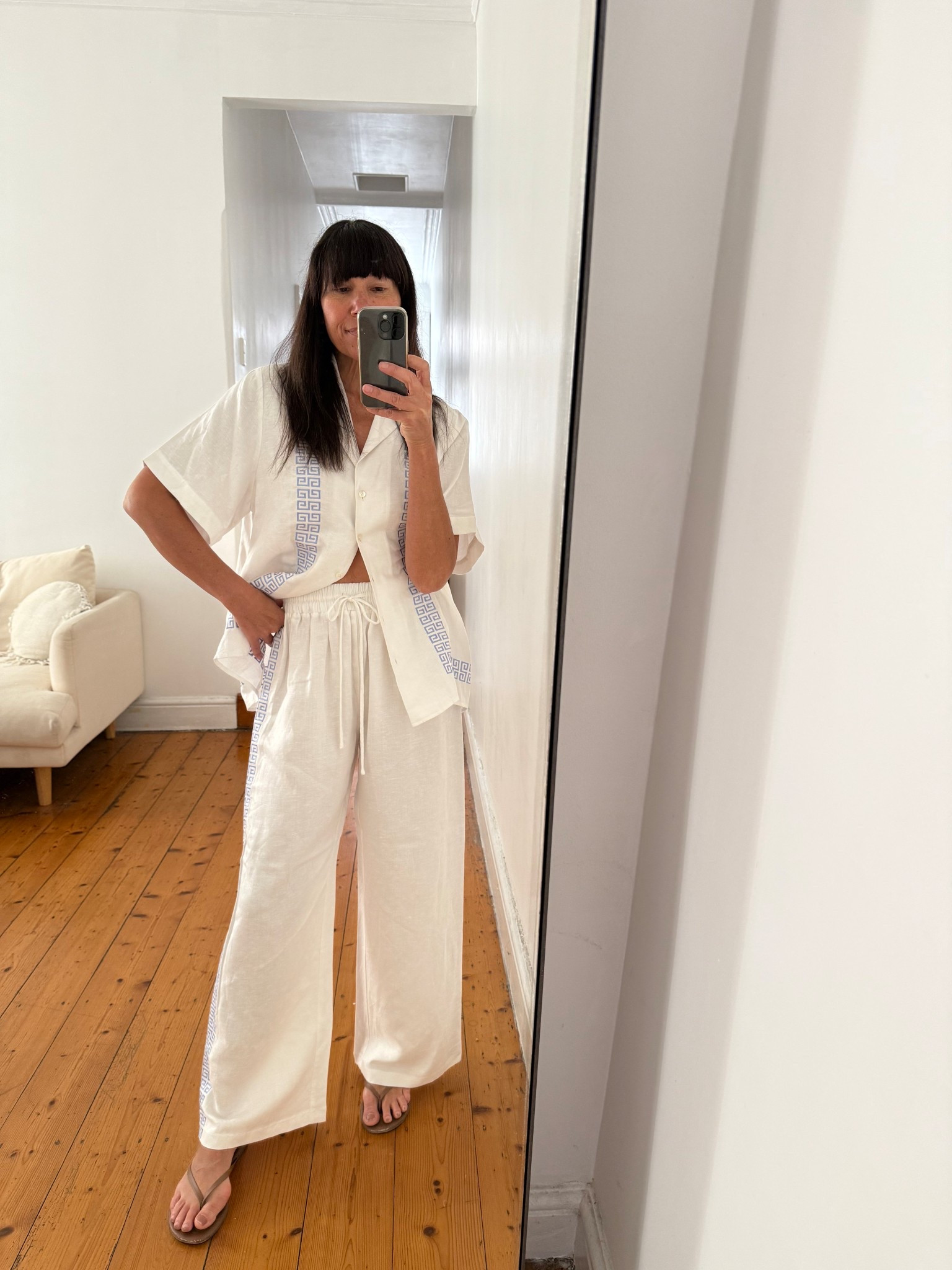 I love matching sets for holidays and travel outfits as comfort is key. This resort set in white I’ve styled multiple ways / as a set, worn open over swimwear as a coverup and then also separated and worn back with a black or white singlet or the shirt with denim shorts. Made of linen. 

#LTKtravel #LTKsummer #LTKaustralia