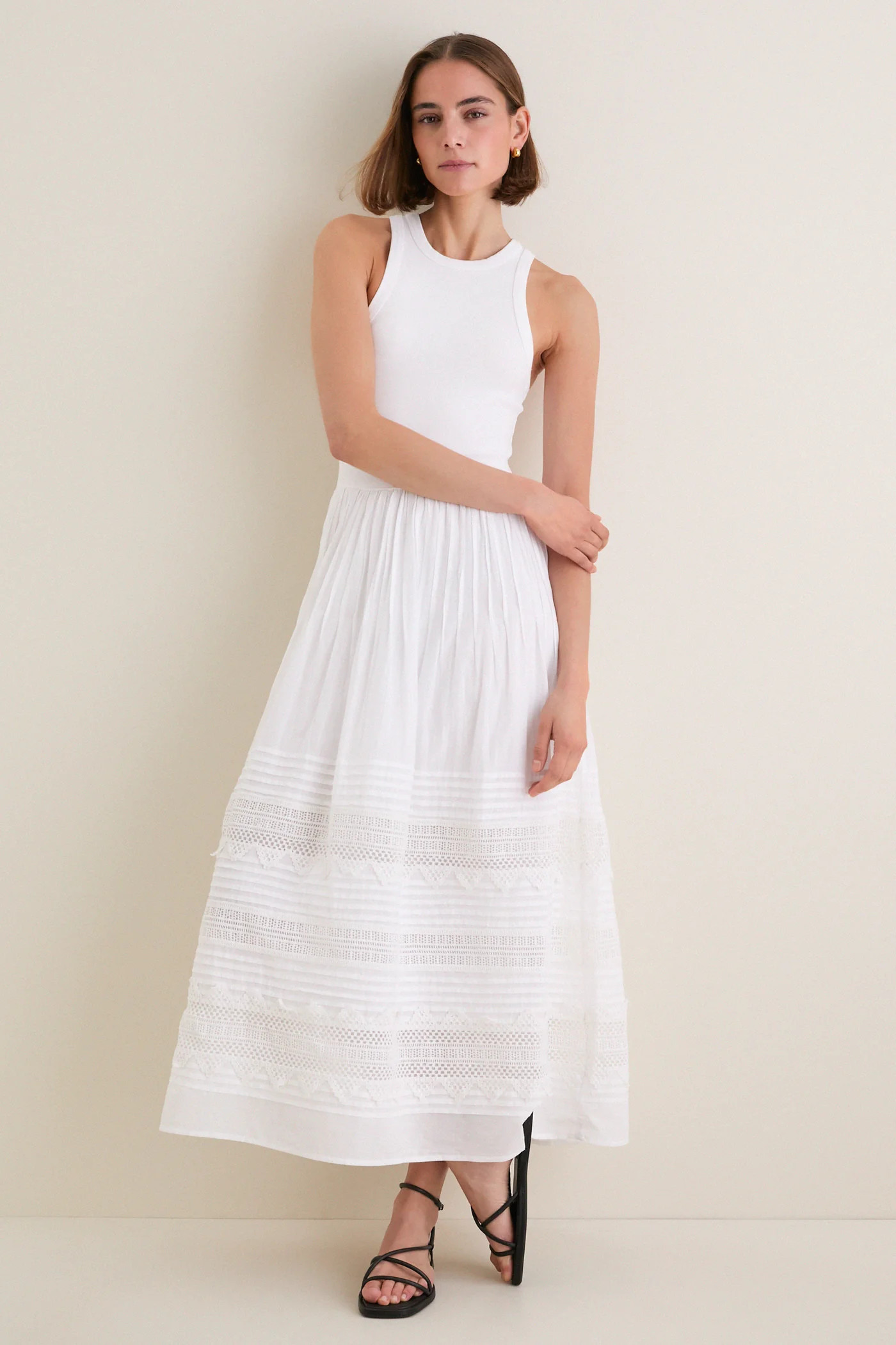 White Rib Crew Neck Dress | Tuckernuck (US)