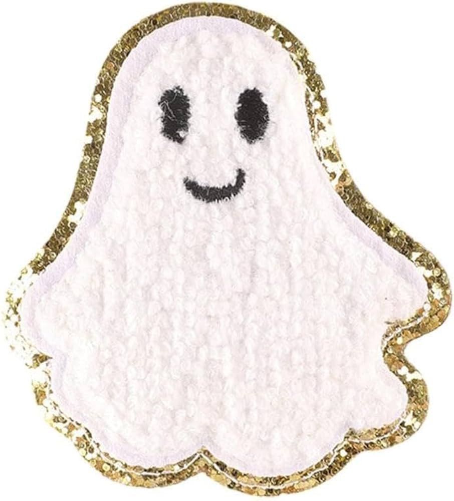 White Ghost Halloween Patches Iron on Patch Ghost Pumpkin Embroidery Accessory for Coat Scarf Bac... | Amazon (US)