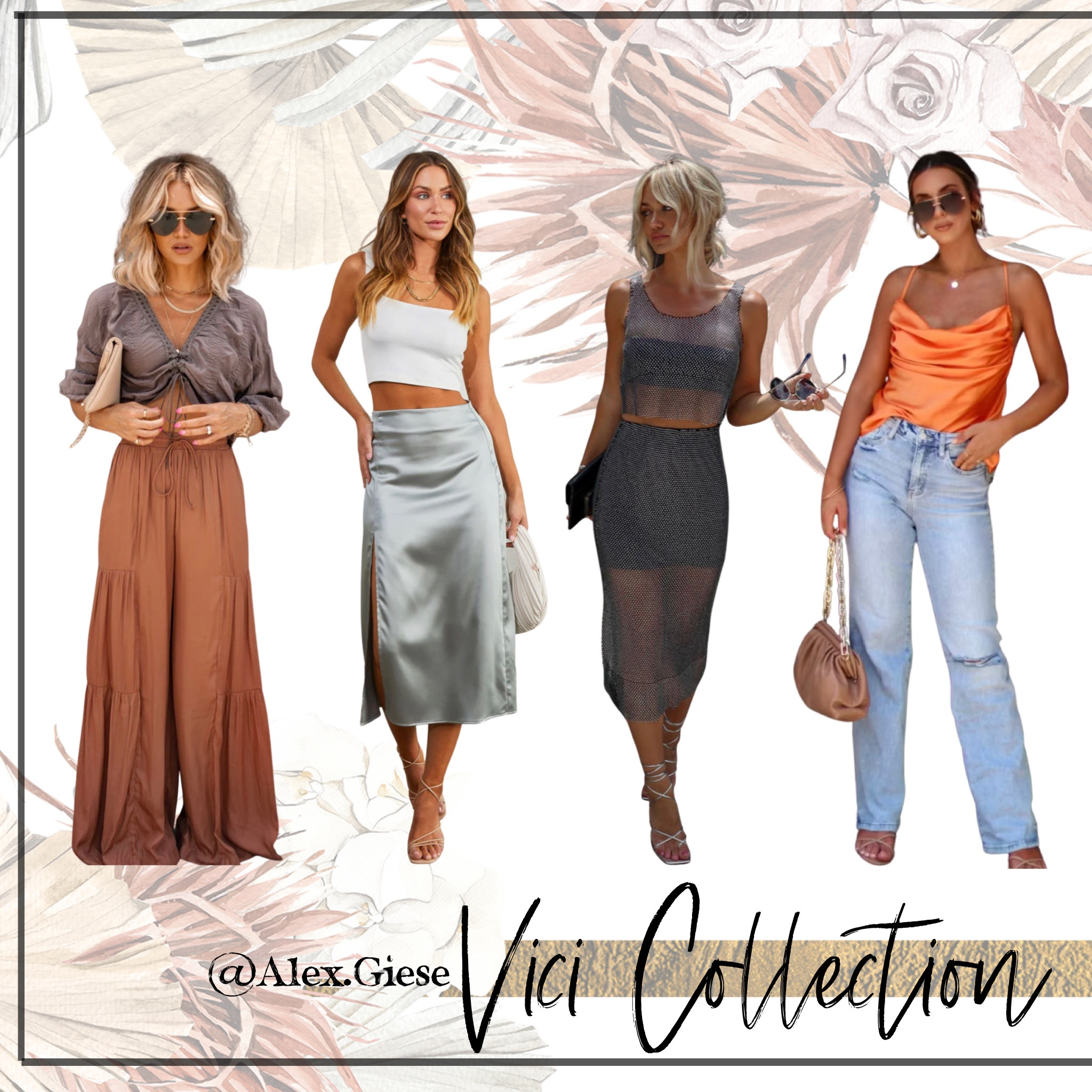 Loving  these fashion finds! New arrivals and pre orders from Vici! Summer trends all around. Those satin pants are some of my favorite to toss on for a date night, bring along for a vacation or resort look, or even just style a casual afternoon! 
20 % off with code! 

#vicicollection #summerstyle #ootd #resortwear #vacationoutfit #datenightoutfit 

#LTKunder100 #LTKsalealert #LTKFind