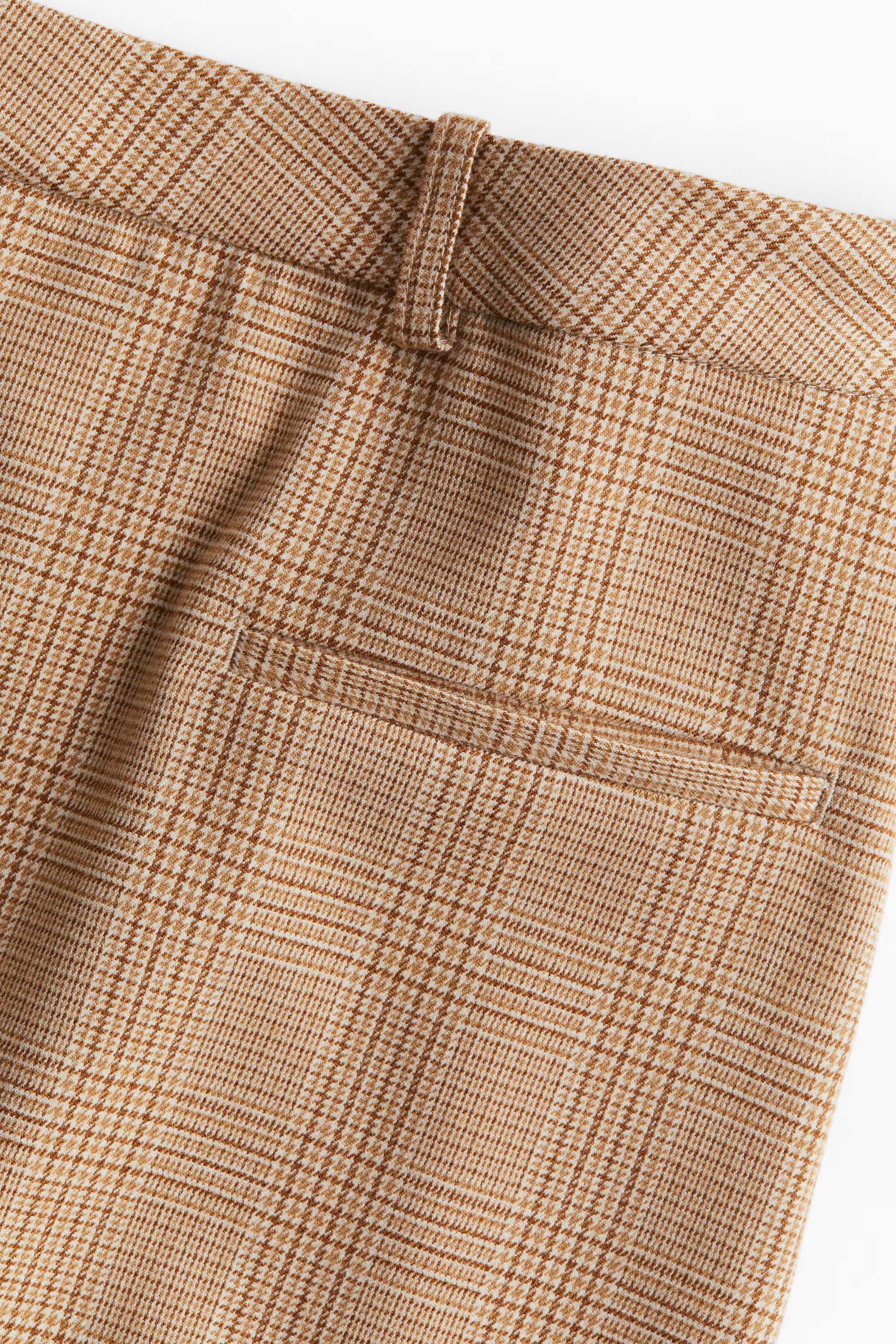 Dressy Mini Skirt - Regular waist - Mini - Beige/checked - Ladies | H&M US | H&M (US + CA)