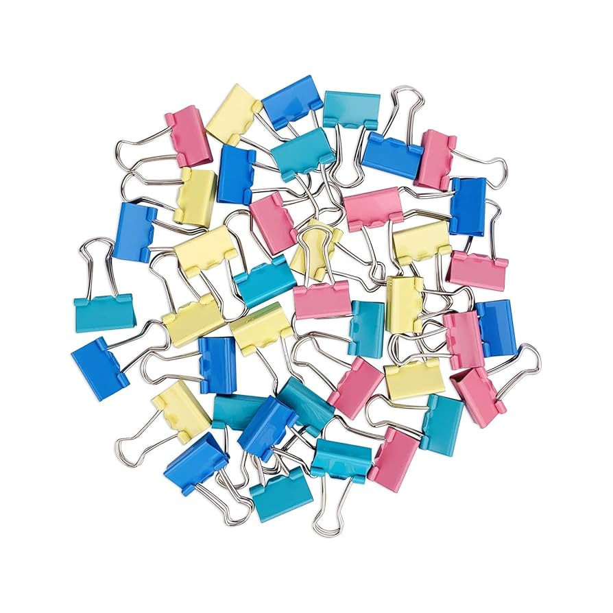 40-Pack Mini Binder Clips in 4 Colors (Blue, Yellow, Red, Green), 15mm/0.6-Inch Small Paper Clips... | Amazon (US)