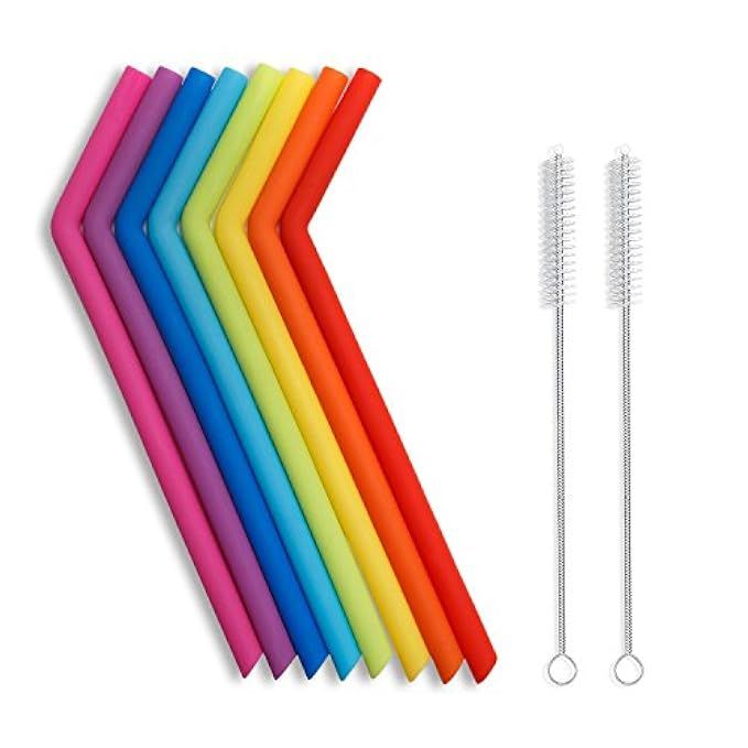 Hiware Reusable Silicone Drinking Straws, Extra long Flexible Straws with Cleaning Brushes for 30 oz | Amazon (US)