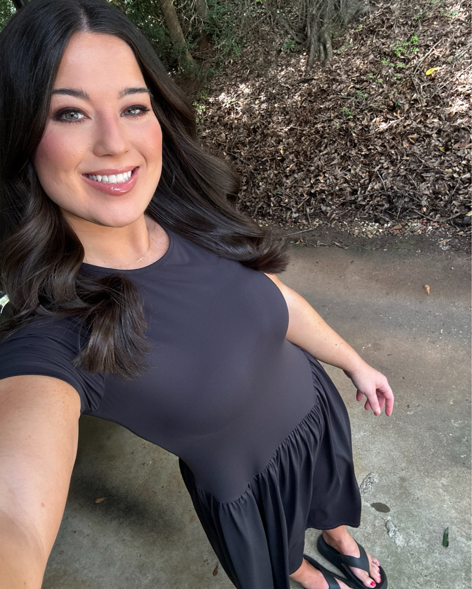 Black drop waist work dress 