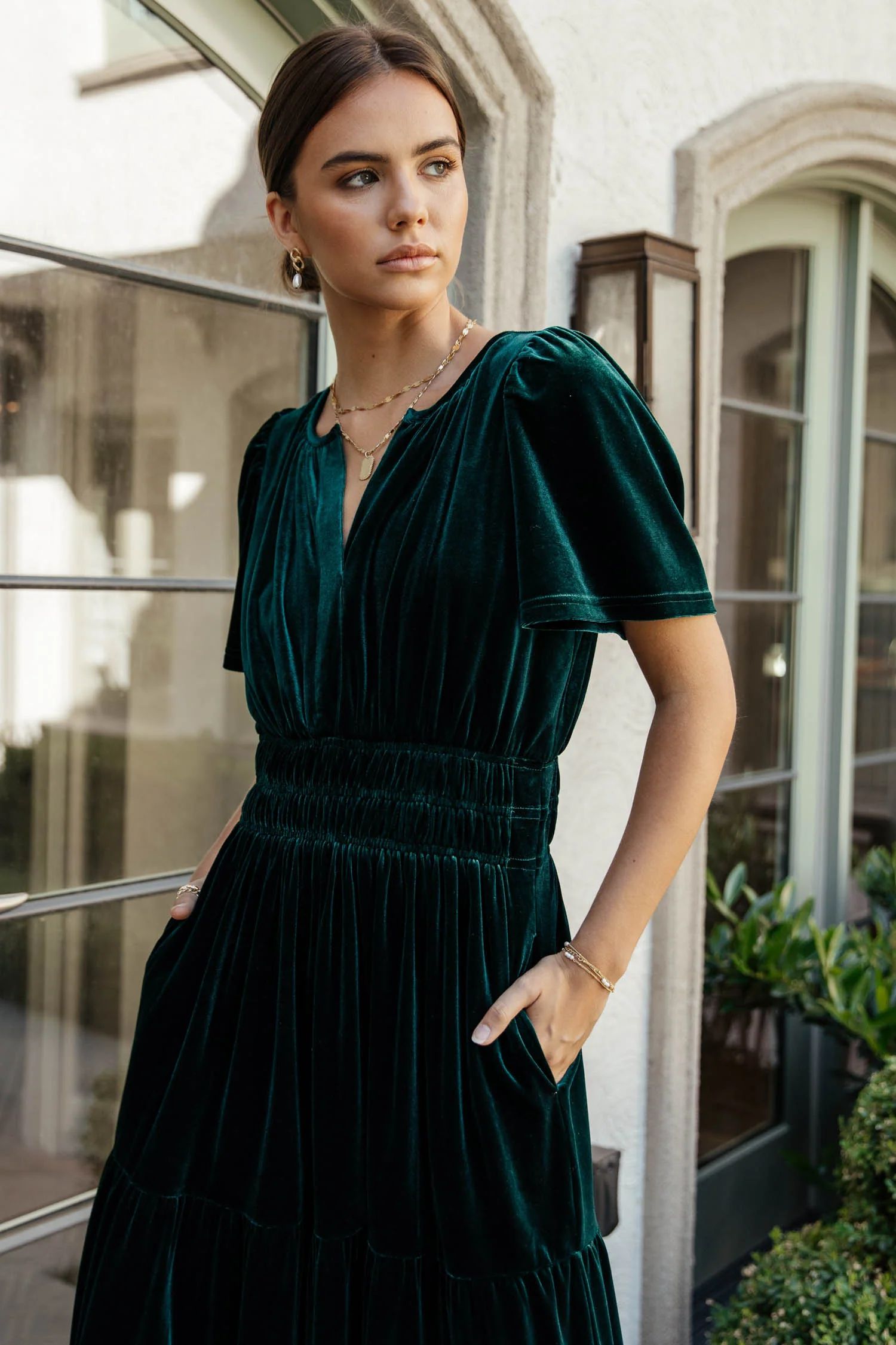 Marlowe Velvet Dress in Emerald - böhme | Bohme