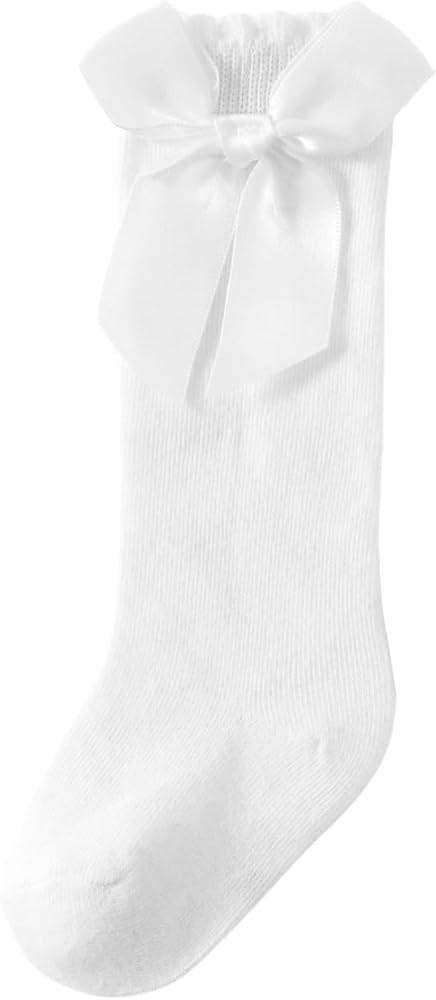 Knee High Socks Toddler Girls Bow Tube Ruffled Socks Baby Girls Infant Stockings | Amazon (US)