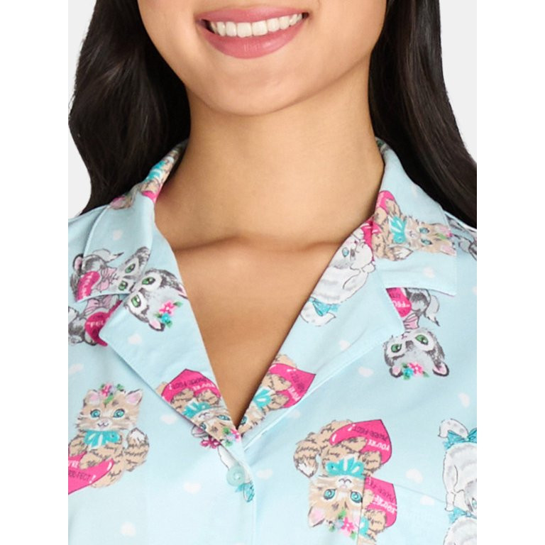 Women’s Valentine’s Day Print Shorty Notch Collar Pajama Set from Way to Celebrate, 2-Piece, ... | Walmart (US)