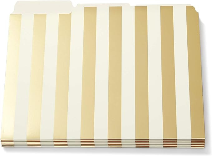 Kate Spade New York, File Folder Set of 6, Letter Size Filing Organizers, Gold Stripe | Amazon (US)