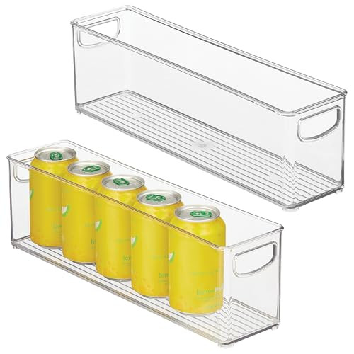 InterDesign iDesign Plastic Stackable Pantry Bin - Storage Bin with Handles for Cabinets or Fridge - Set of 2 - Clear | Amazon (US)