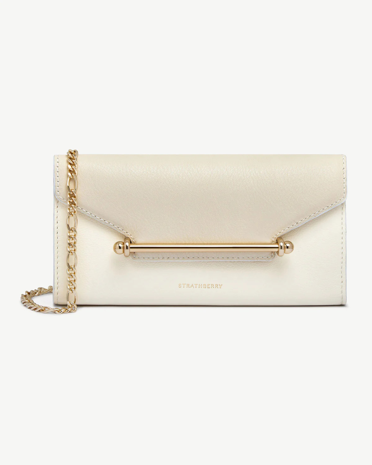 Strathberry - Multrees Chain Wallet - Crossbody Leather Mini Clutch - White | Strathberry