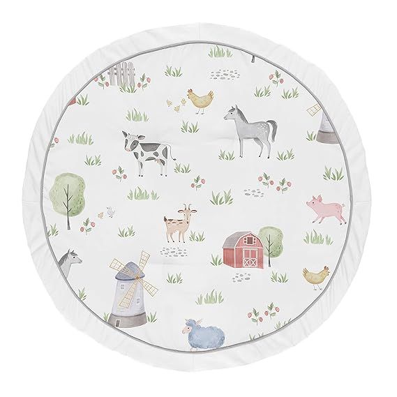Sweet Jojo Designs Farm Animals Boy Girl Baby Playmat Tummy Time Infant Play Mat - Watercolor Far... | Amazon (US)