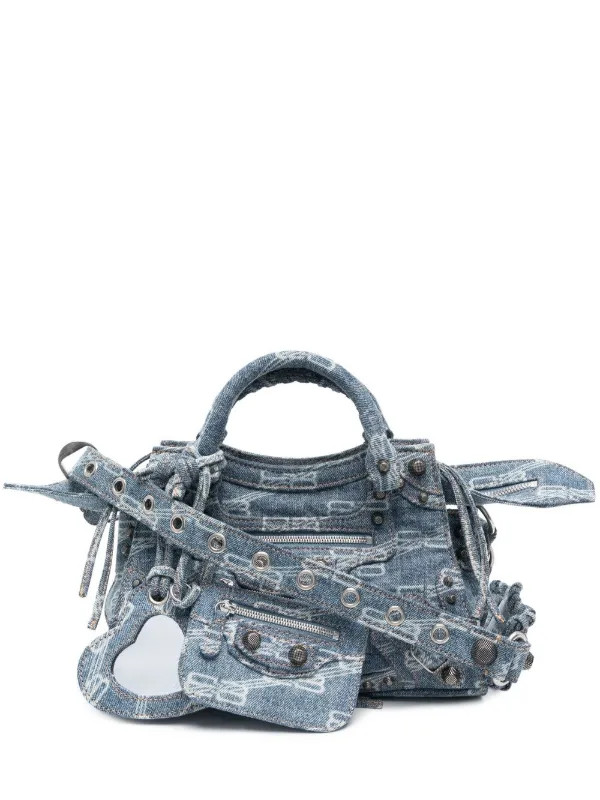 Balenciaga Neo Cagole Denim Tote Bag - Farfetch | Farfetch Global