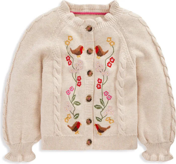 Kids' Floral Embroidered Cotton Cardigan | Nordstrom