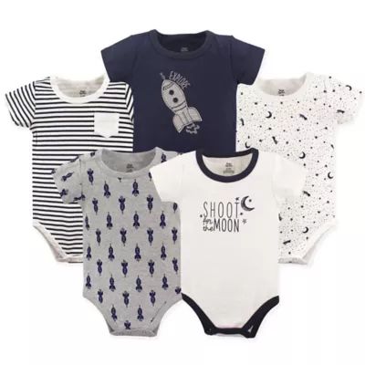 Yoga Sprout 5-Pack Shoot for the Moon Bodysuits in Grey | buybuy BABY | buybuy BABY