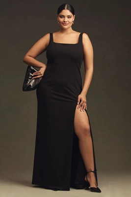 BHLDN Blake Square-Neck Stretch Crepe Maxi Dress | Anthropologie (US)