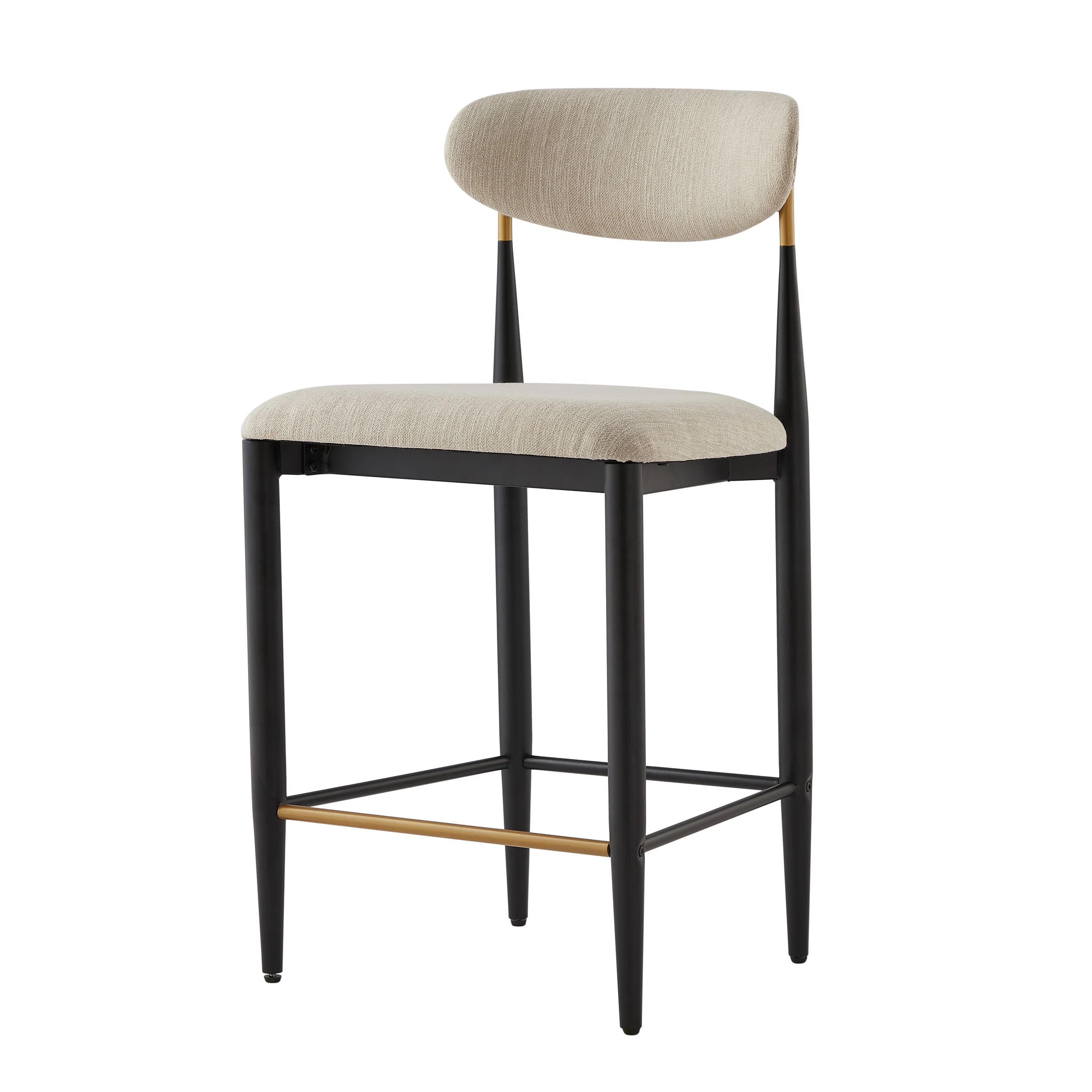 Ebern Designs Sloane Modern Upholstered Iron Counter Stools With Open Back And Gold Accents | Way... | Wayfair North America