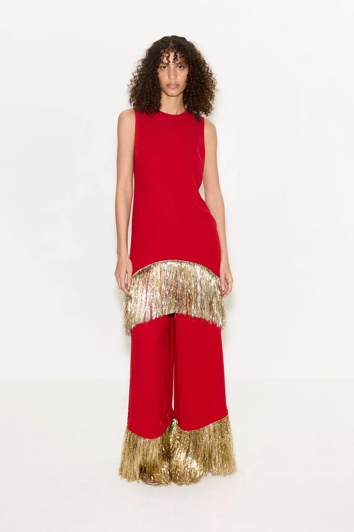 Nella Fringe Pant In Lucky Red | Simon Miller