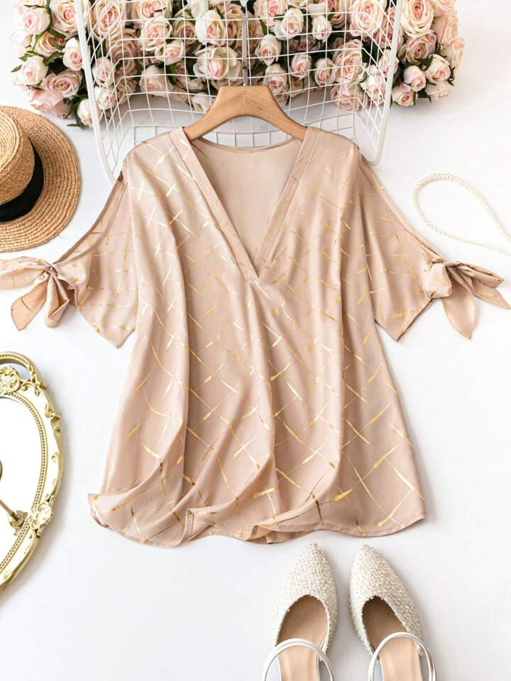 6SHEIN LUNE Plus Size Floral Print Off Shoulder Long Sleeve Spring/Summer Blouse30+ sold recently... | SHEIN