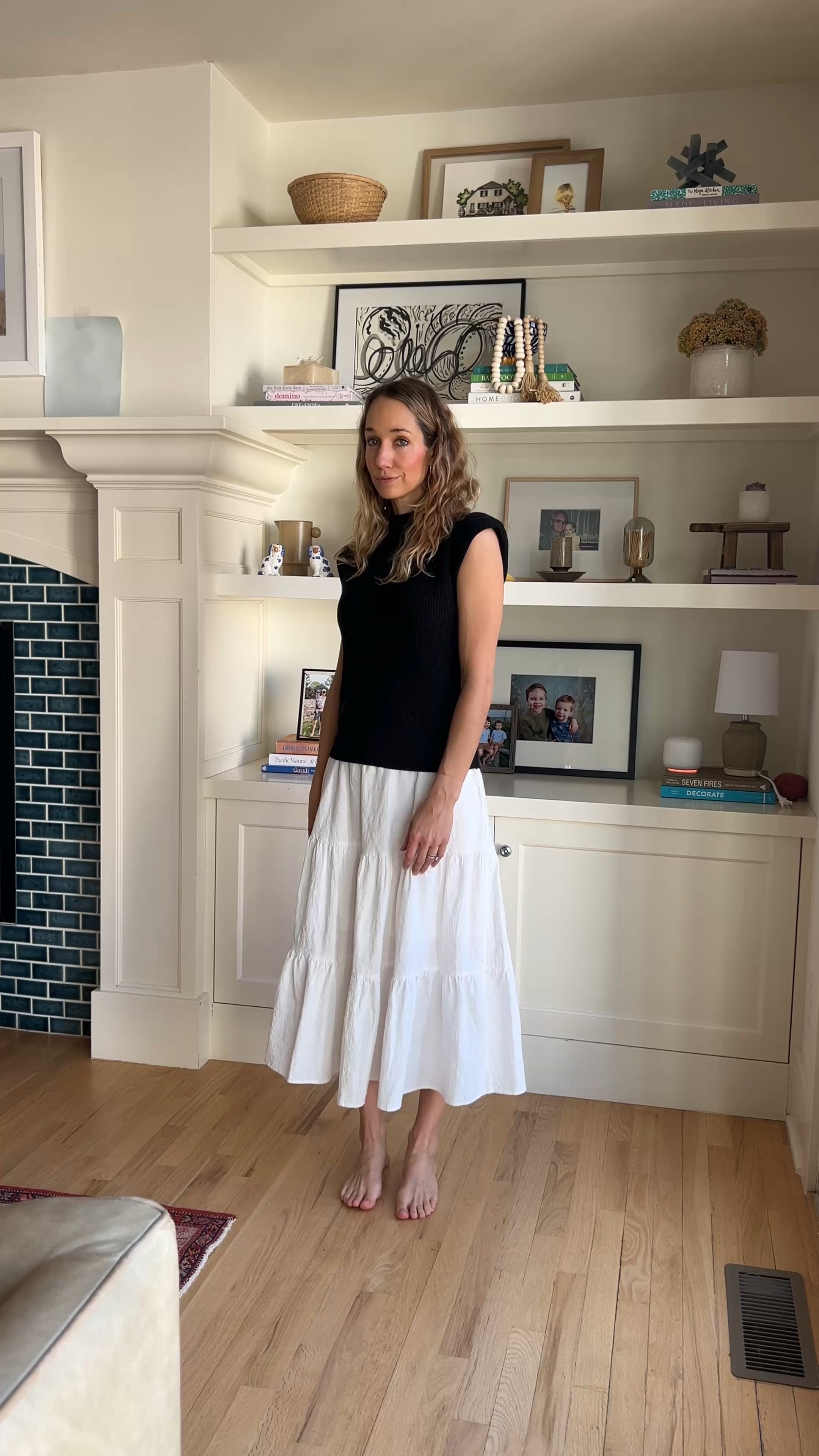 Quilted jacket, tiered skirt