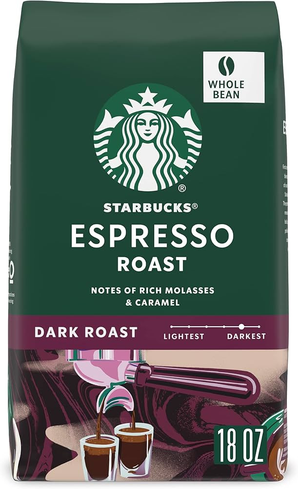 Starbucks Whole Bean Coffee, Dark Roast Coffee, Espresso Roast, 100% Arabica, 1 bag (18 oz) | Amazon (US)