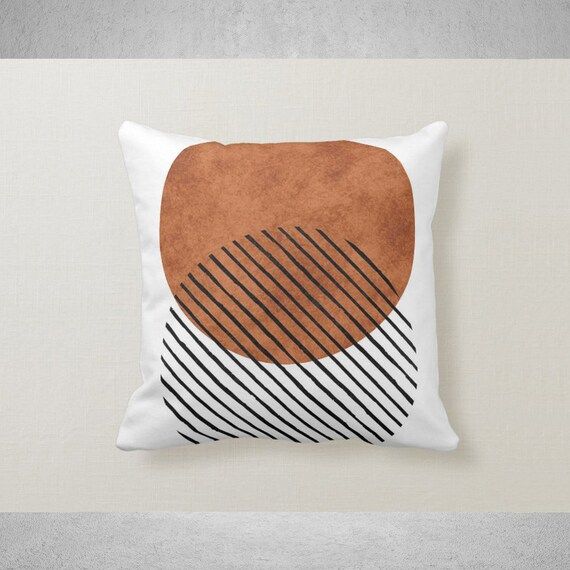 Moon & Sun Mid Century Modern Art Throw Pillow Cover - Abstract Cushion Cover Linen Cotton Pillow... | Etsy (US)