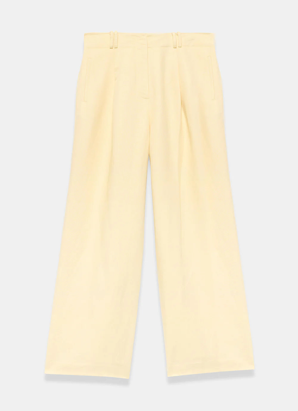 Yellow Linen Blend Pleated Wide Leg Trousers | Mint Velvet