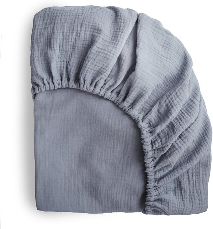 mushie Extra Soft Muslin Fitted Crib Sheet | 28"x 52" (Tradewinds) | Amazon (US)