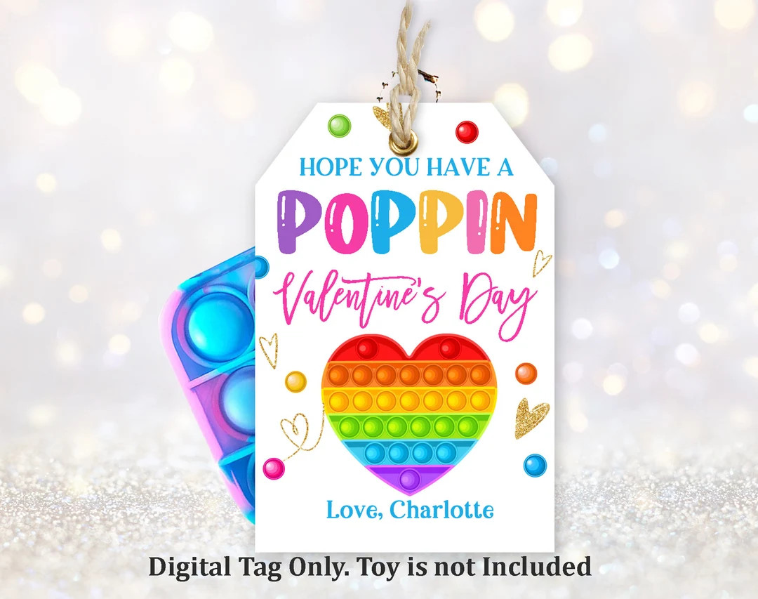 Valentines Pop it gift tags Poppin Valentine's Day Party Favors Pop it label Fidget Toy Heart Kid... | Etsy (US)