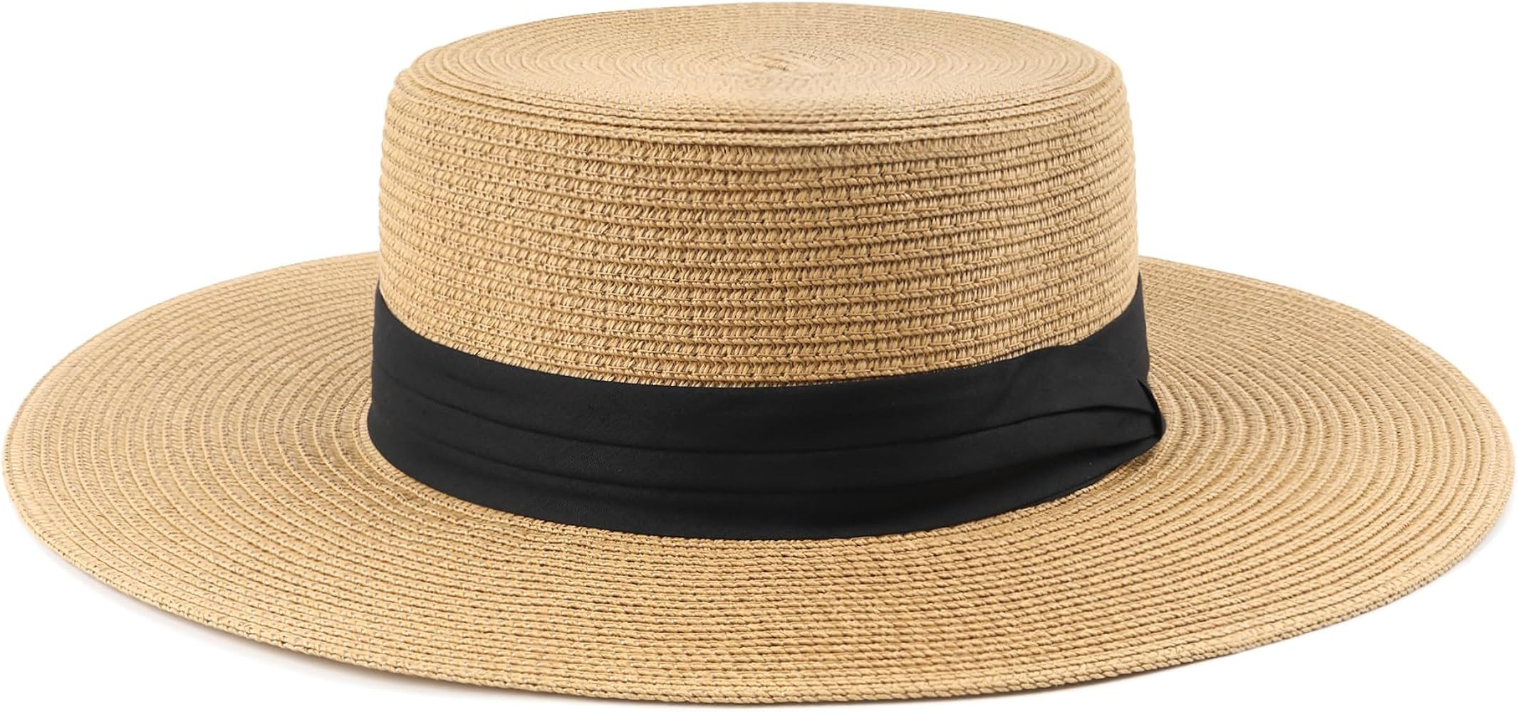Zylioo Adjustable Little Straw Boater Hats,Wide Brim Sun Hats for Big Heads,Adjustable Beach Trav... | Amazon (US)