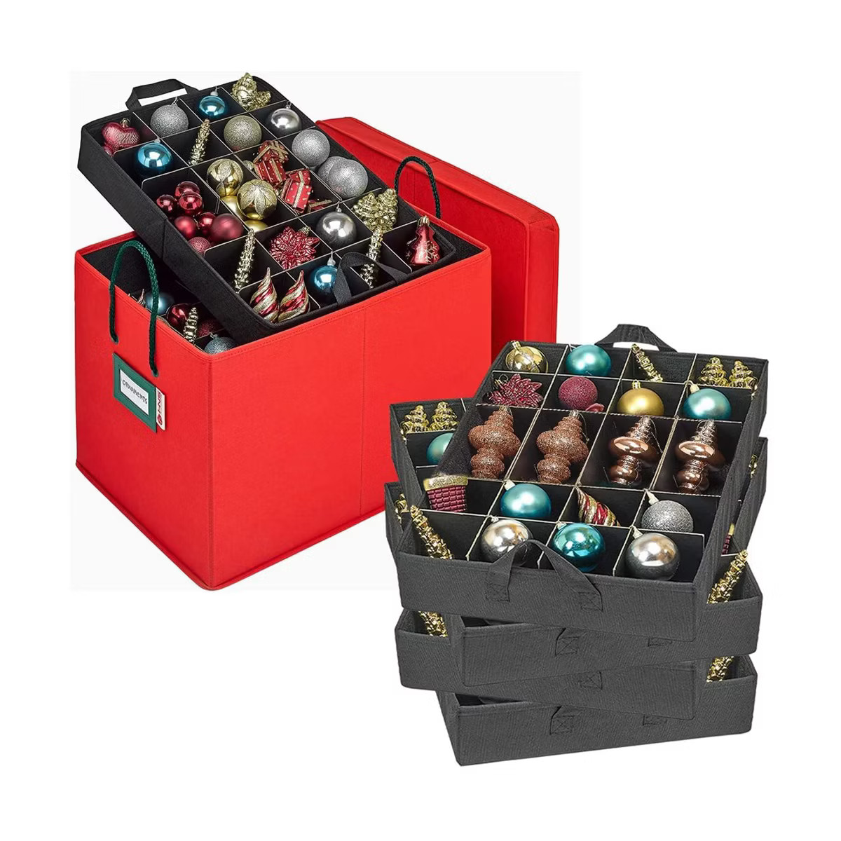 Hold N' Storage - Under bed Christmas Ornament Storage Container Box with Dividers and 4 Durable ... | Target