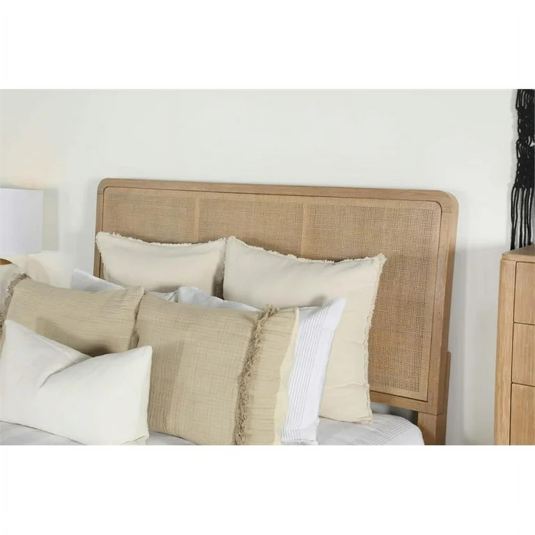 Coaster Arini Upholstered Wood Queen Panel Bed in Sand Wash and Natural Cane | Walmart (US)