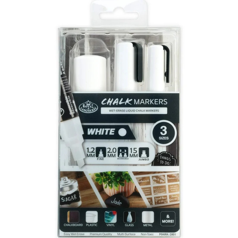 Royal & Langnickel 3 Piece White Variety Size Chalk Marker Set | Walmart (US)