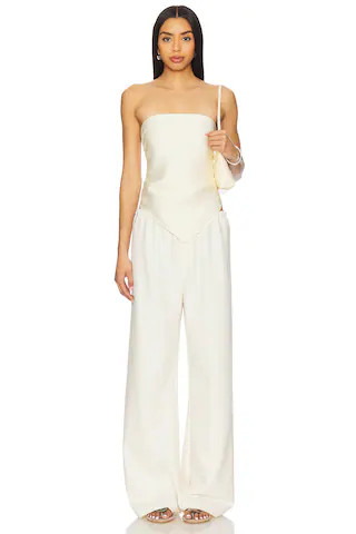 Enza Costa Fluid Twill Scarf Top in Antique Cream from Revolve.com | Revolve Clothing (Global)