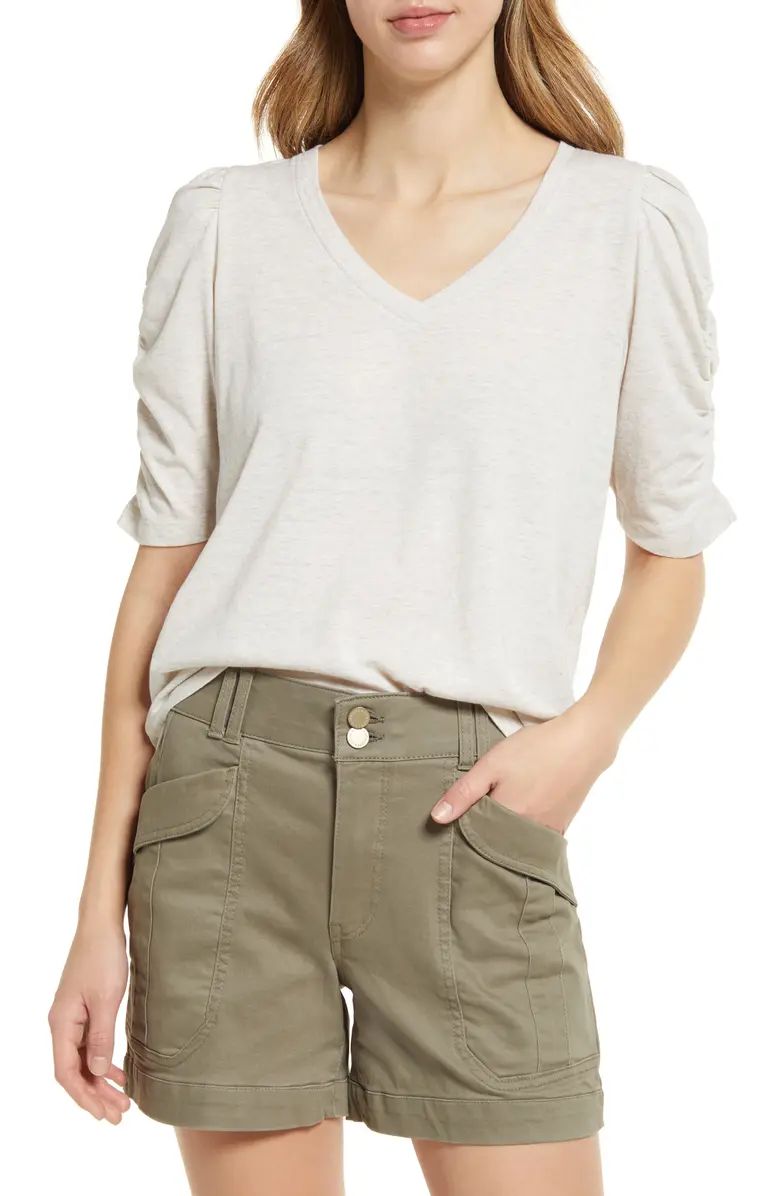 Wit & Wisdom Heathered Ruched Puff Sleeve T-Shirt | Nordstrom | Nordstrom