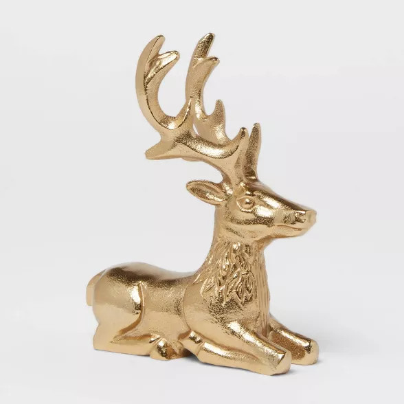 7" x 5.6" Cast Metal Sitting Deer - Threshold™ | Target